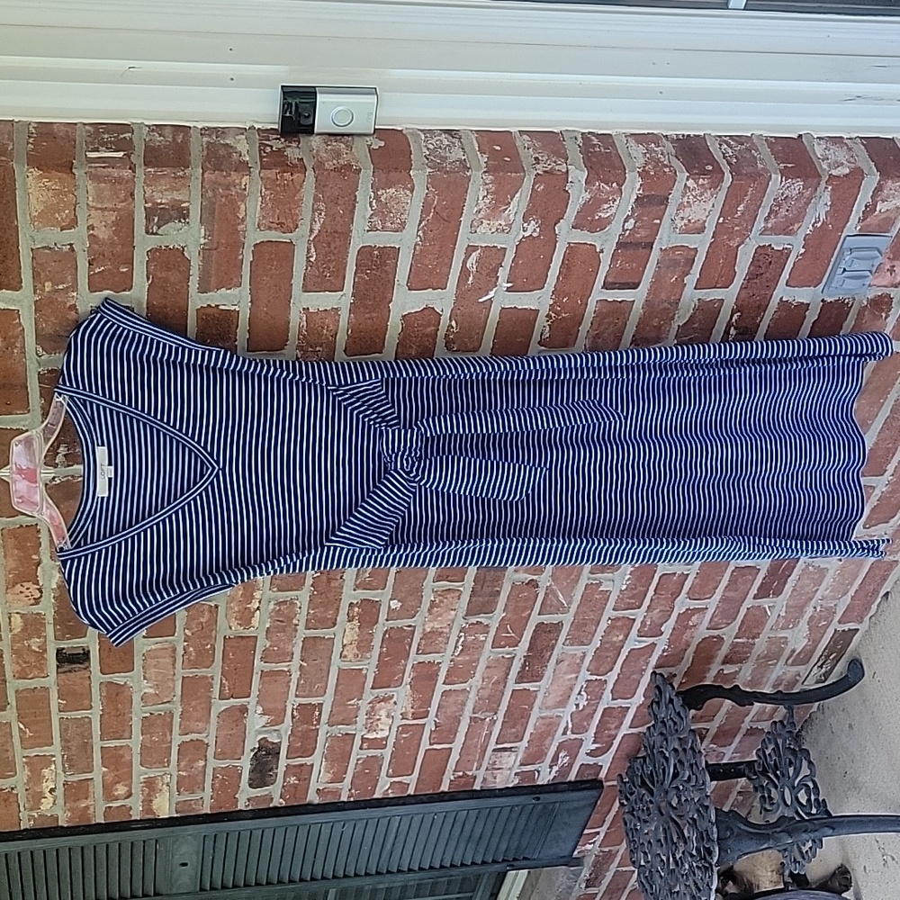 Loft Blue and White Striped Dress